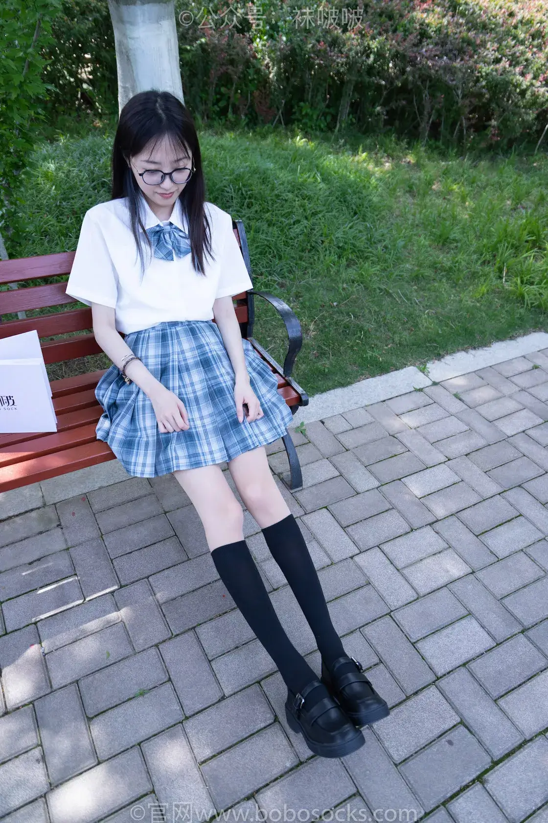 图片[5]-袜啵啵007期：稚予-JK制服、皮鞋、黑色中筒棉袜、肉丝-虎绰