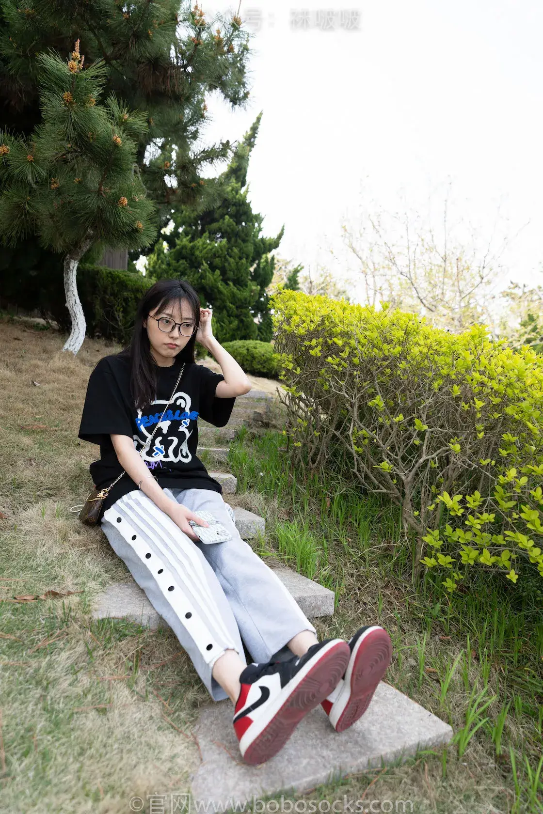 袜啵啵023期：稚予-AJ、白色短棉袜、裸足-虎绰