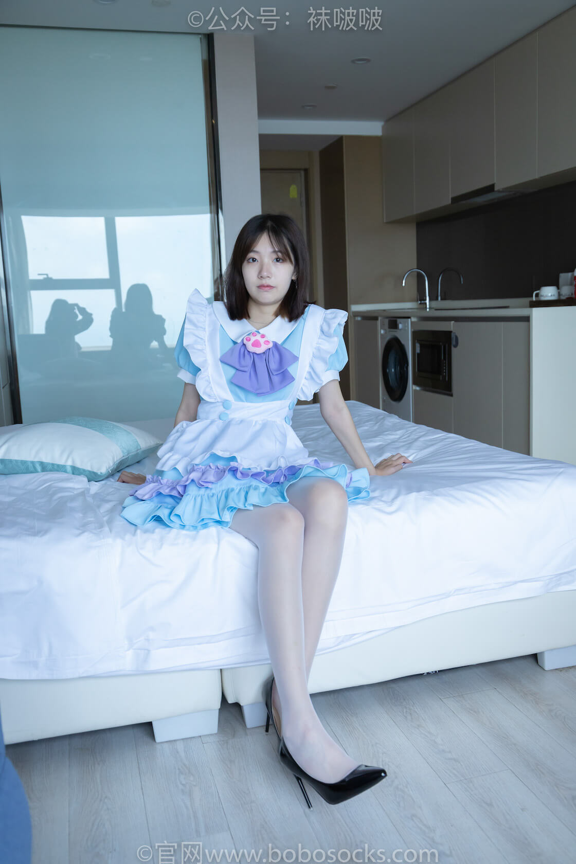 袜啵啵066期：小甜豆-女仆装、高跟鞋、薄白丝（脚尖加固款）-虎绰