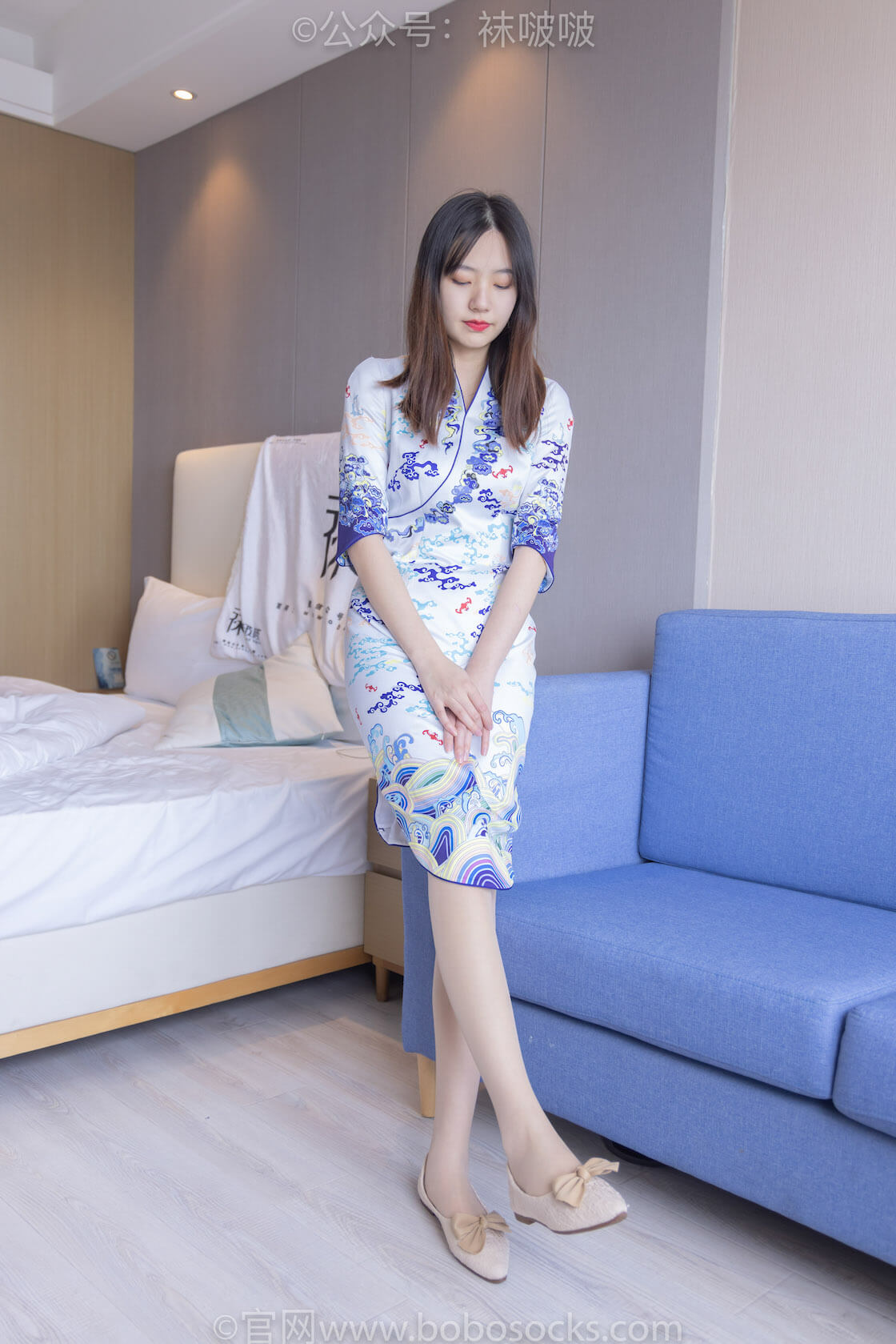 袜啵啵082期：小甜豆-旗袍、皮底鞋、高跟鞋、肉丝（脚尖加固款）、灰丝（脚尖加固款）-虎绰