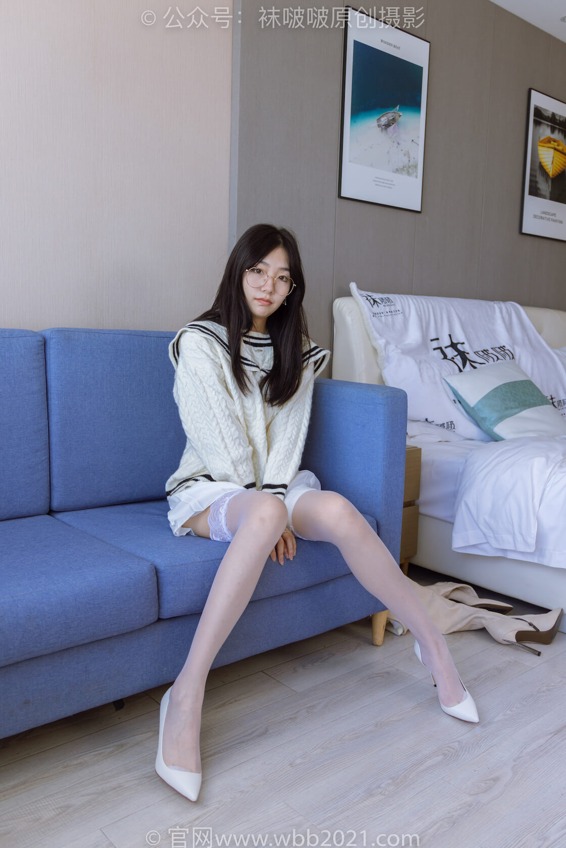 袜啵啵282期：小甜豆-长靴、高跟鞋、白丝大腿袜（脚尖加固款）-虎绰