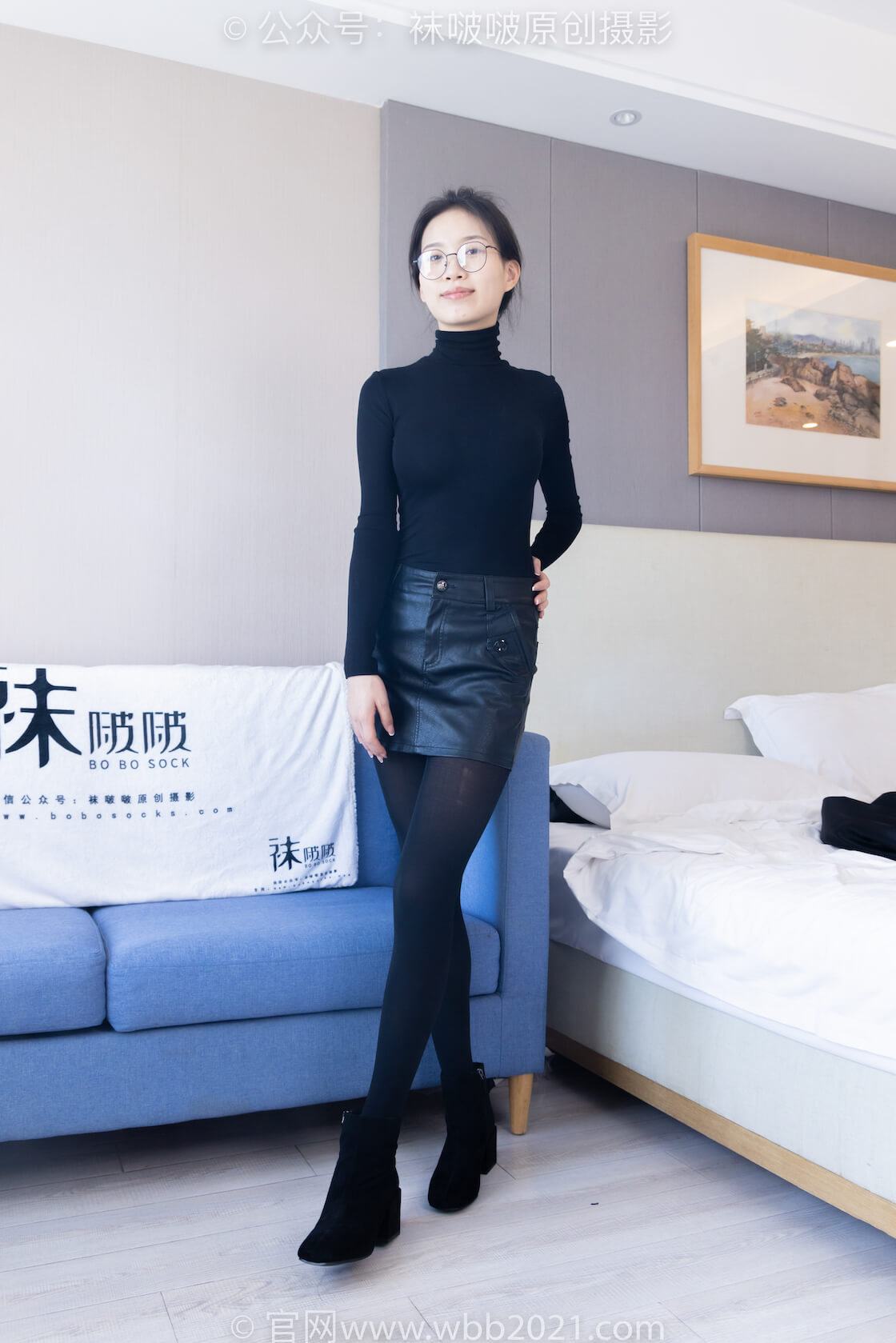 袜啵啵365期：芝士-短靴、平底鞋、厚黑丝、厚灰丝-虎绰