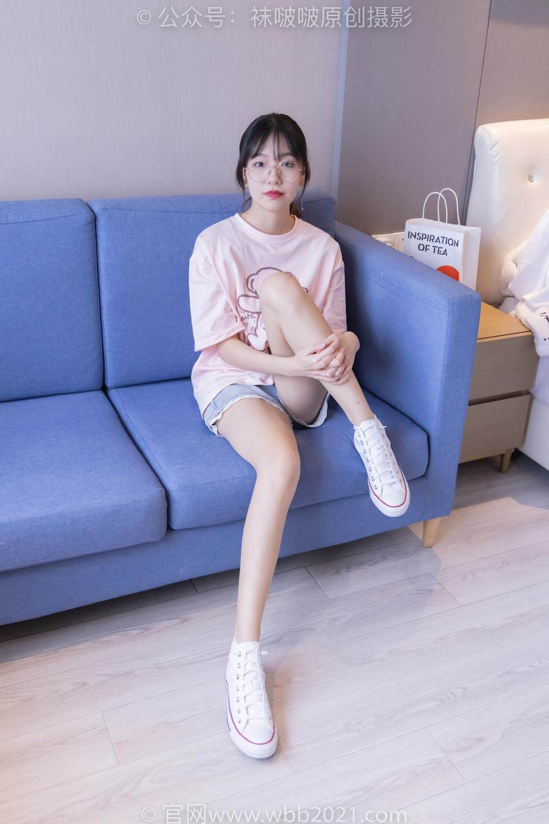 袜啵啵积分限定038期：小甜豆-帆布鞋、粉色棉船袜-虎绰