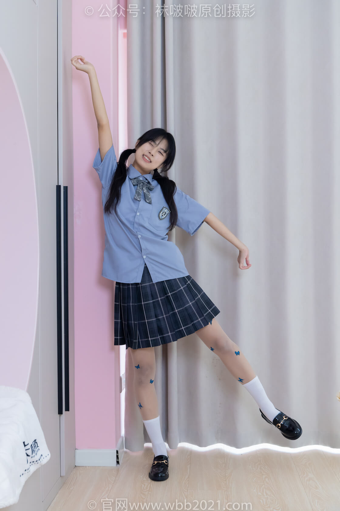 袜啵啵508期：奶油-皮鞋、白棉袜、蝴蝶薄肉丝（脚尖微加固款）、jk制服-虎绰