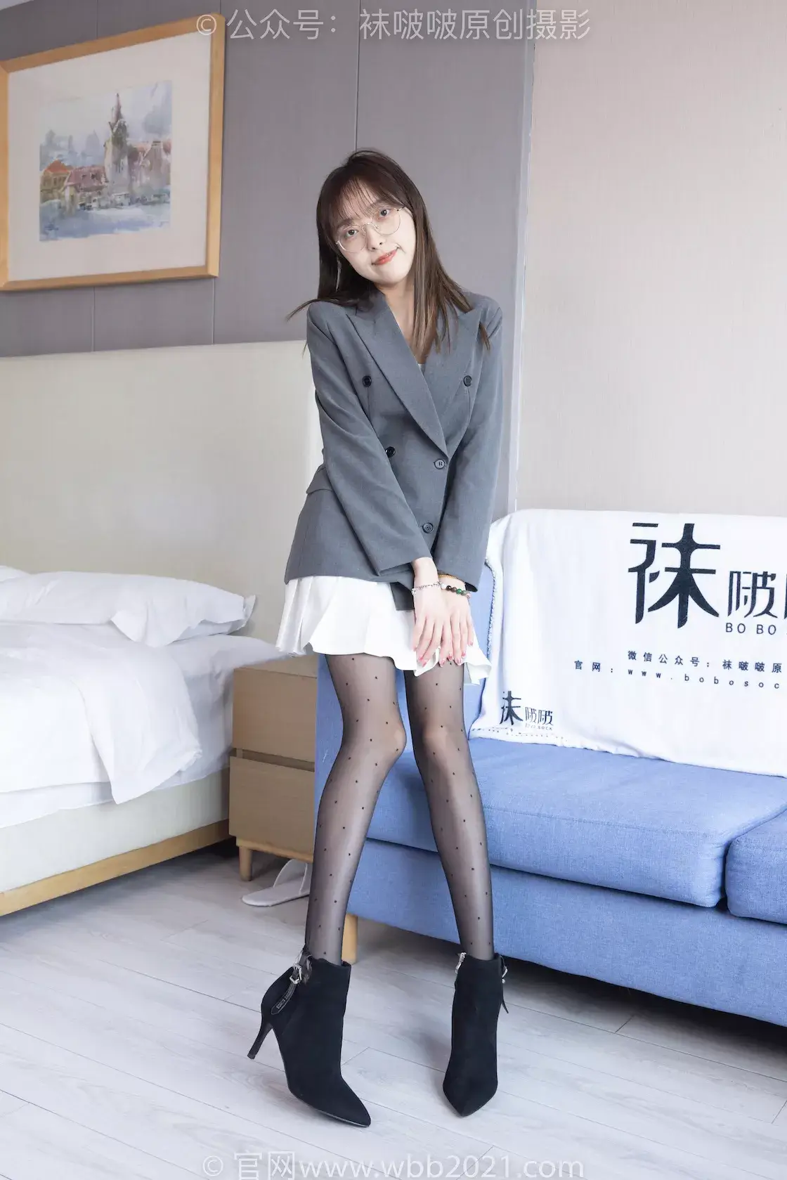 图片[3]-袜啵啵352期：稚予-短靴、波点黑丝（脚尖加固款）-虎绰