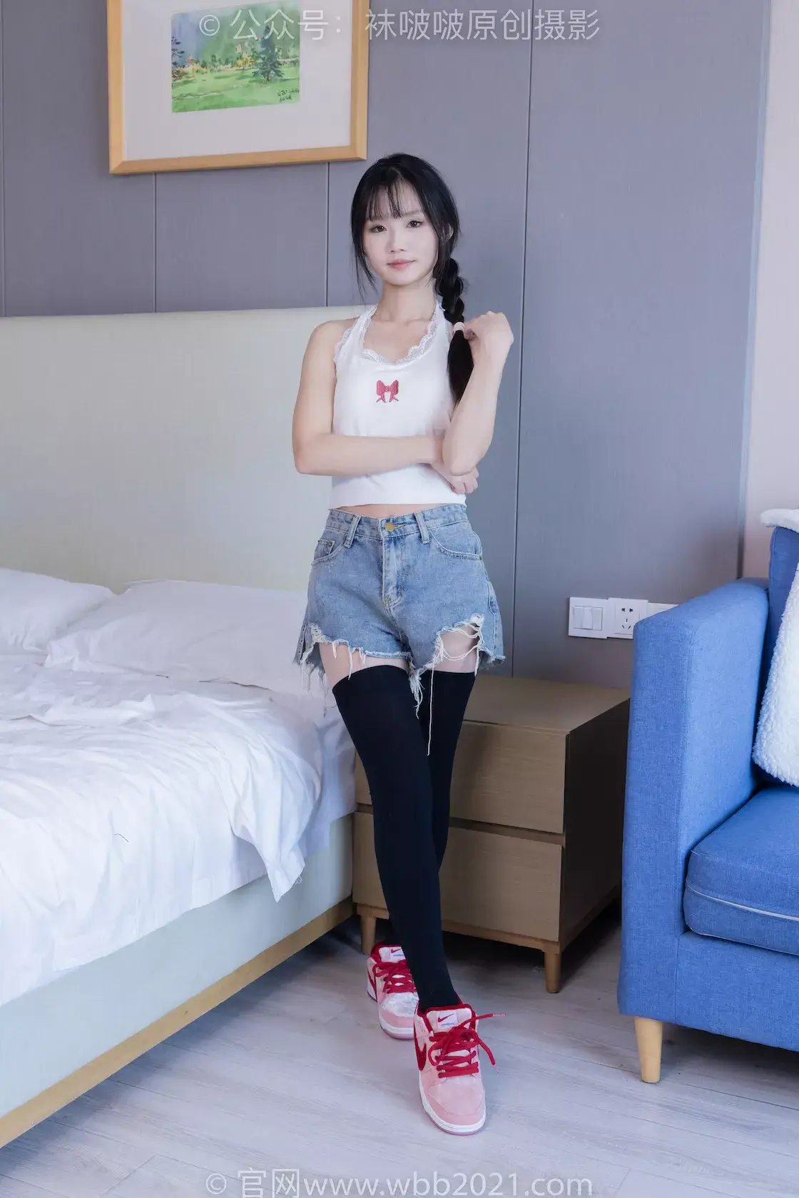 图片[3]-袜啵啵390期：甜甜圈-板鞋、厚黑丝大腿袜、厚白丝大腿袜-虎绰